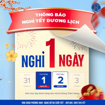 Lịch nghỉ Tết Dương lịch 2026 – Nha khoa Phương Nam