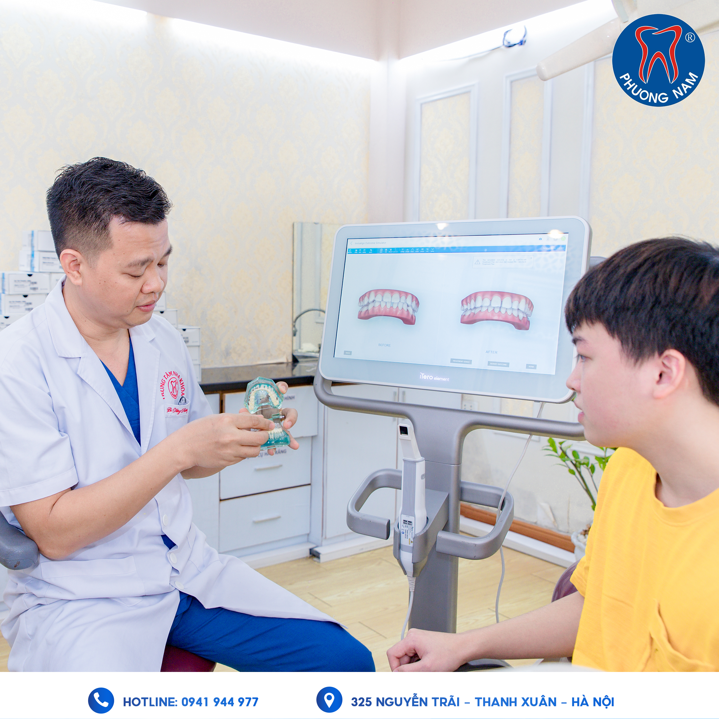 Bác sĩ tư vấn niềng răng và phân tích khớp cắn cho khách hàng tại Nha khoa Phương Nam