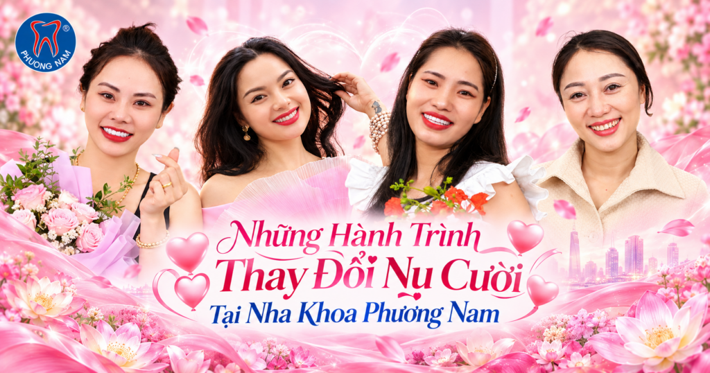 Ảnh tiêu đề Những hành trình thay đổi nụ cười tại Nha Khoa Phương Nam với hình ảnh 4 khách hàng nữ rạng rỡ